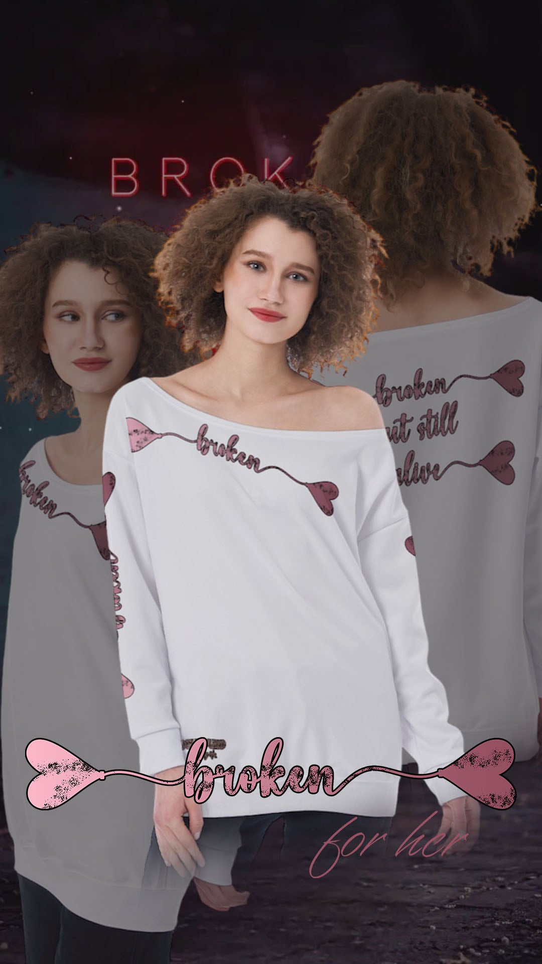 BROKEN for her - Oversized off the shoulder sweater